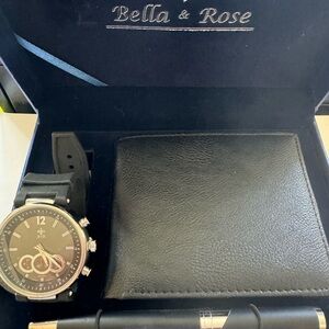 NEW Bella & Rose Mens Watch, Business card holder and Pen Set, great gift